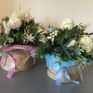 New Baby Hat Box Arrangement - a special gift to celebrate a new arrival