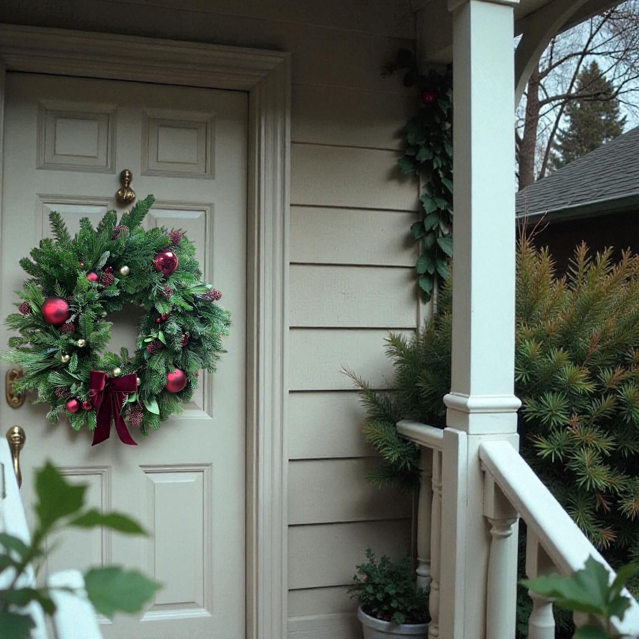 Mulled Wine Wreath - rich burgundy and warm gold