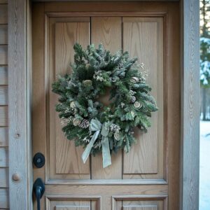 Frosted Hedgerow Wreath - green and snowy white